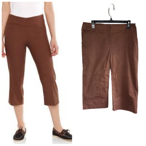 Apostrophe women's brown khaki chino capri pants size 10 - Picture 1 of 11